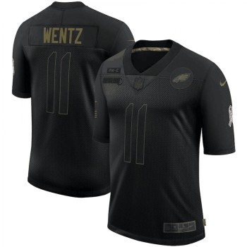 Men's Philadelphia Eagles #11 Carson Wentz Black 2020 Salute To Service Limited Stitched Jersey Men's Philadelphia Eagles #11 Carson Wentz Black 2020 Salute To Service Limited Stitched Jersey