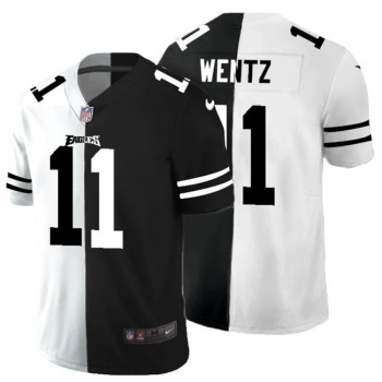 Men's Philadelphia Eagles #11 Carson Wentz Black & White Split Limited Stitched Jersey Men's Philadelphia Eagles #11 Carson Wentz Black & White Split Limited Stitched Jersey