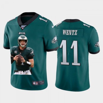 Men's Philadelphia Eagles #11 Carson Wentz Green 100th Season Portrait Edition Limited Stitched Jersey Men's Philadelphia Eagles #11 Carson Wentz Green 100th Season Portrait Edition Limited Stitched Jersey