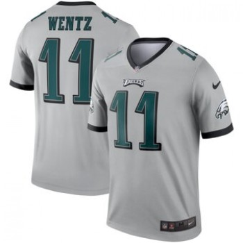 Men's Philadelphia Eagles #11 Carson Wentz Silver Inverted Legend Jersey Men's Philadelphia Eagles #11 Carson Wentz Silver Inverted Legend Jersey
