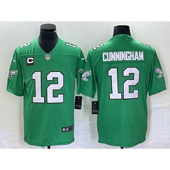 Men's Philadelphia Eagles #12 Randall Cunningham Green With 3-star C Patch Stitched Football Jersey Men's Philadelphia Eagles #12 Randall Cunningham Green With 3-star C Patch Stitched Football Jersey