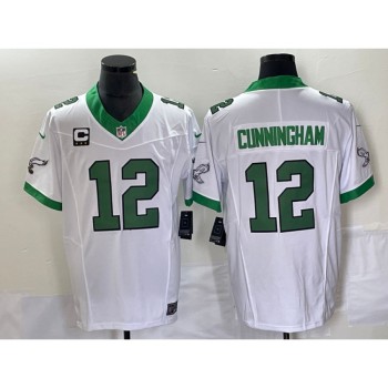 Men's Philadelphia Eagles #12 Randall Cunningham White 2023 F.U.S.E. With 3-star C Patch Vapor Untouchable Stitched Football Jersey Men's Philadelphia Eagles #12 Randall Cunningham White 2023 F.U.S.E. With 3-star C Patch Vapor Untouchable Stitched Football Jersey