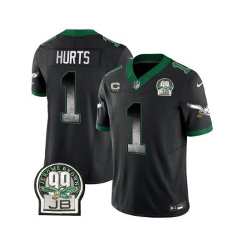 Men's Philadelphia Eagles #1 Jalen Hurts Black 2023 F.U.S.E. With 3-star C Patch Throwback Vapor Untouchable Limited Stitched Football Jersey Men's Philadelphia Eagles #1 Jalen Hurts Black 2023 F.U.S.E. With 3-star C Patch Throwback Vapor Untouchable Limited Stitched Football Jersey