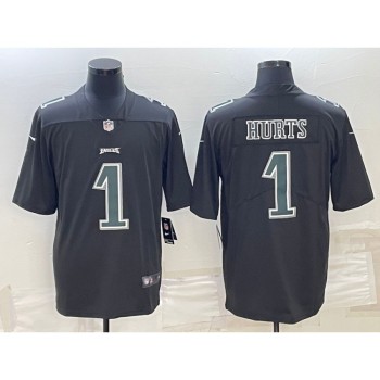 Men's Philadelphia Eagles #1 Jalen Hurts Black Green Vapor Untouchable Limited Stitched Jersey Men's Philadelphia Eagles #1 Jalen Hurts Black Green Vapor Untouchable Limited Stitched Jersey