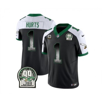 Men's Philadelphia Eagles #1 Jalen Hurts Black/White 2023 F.U.S.E. With 3-star C Patch Throwback Vapor Untouchable Limited Stitched Football Jersey Men's Philadelphia Eagles #1 Jalen Hurts Black/White 2023 F.U.S.E. With 3-star C Patch Throwback Vapor Untouchable Limited Stitched Football Jersey