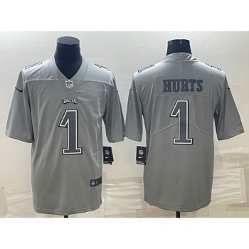 Men's Philadelphia Eagles #1 Jalen Hurts Gray Atmosphere Fashion Stitched Jersey Men's Philadelphia Eagles #1 Jalen Hurts Gray Atmosphere Fashion Stitched Jersey