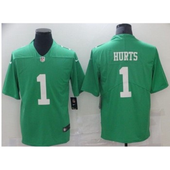 Men's Philadelphia Eagles #1 Jalen Hurts Green Color Rush Stitched Football Jersey Men's Philadelphia Eagles #1 Jalen Hurts Green Color Rush Stitched Football Jersey