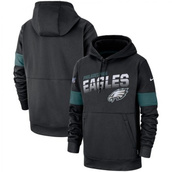 Men's Philadelphia Eagles 2019 Black 100th Season Sideline Team Logo Performance Pullover Hoodie Men's Philadelphia Eagles 2019 Black 100th Season Sideline Team Logo Performance Pullover Hoodie