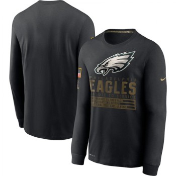 Men's Philadelphia Eagles 2020 Black Salute to Service Sideline Performance Long Sleeve T-Shirt Men's Philadelphia Eagles 2020 Black Salute to Service Sideline Performance Long Sleeve T-Shirt