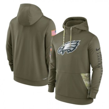 Men's Philadelphia Eagles 2022 Olive Salute to Service Therma Performance Pullover Hoodie Men's Philadelphia Eagles 2022 Olive Salute to Service Therma Performance Pullover Hoodie