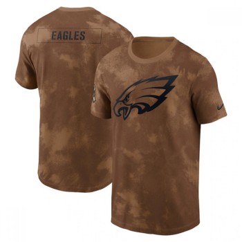 Men's Philadelphia Eagles 2023 Brown Salute To Service Sideline T-Shirt Men's Philadelphia Eagles 2023 Brown Salute To Service Sideline T-Shirt