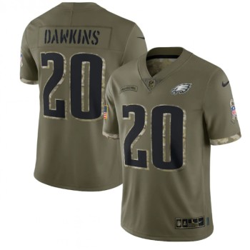Men's Philadelphia Eagles #20 Brian Dawkins Olive 2022 Salute To Service Limited Stitched Jersey Men's Philadelphia Eagles #20 Brian Dawkins Olive 2022 Salute To Service Limited Stitched Jersey
