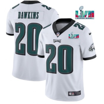 Men's Philadelphia Eagles #20 Brian Dawkins White Super Bowl LVII Patch Vapor Untouchable Limited Stitched Jersey Men's Philadelphia Eagles #20 Brian Dawkins White Super Bowl LVII Patch Vapor Untouchable Limited Stitched Jersey