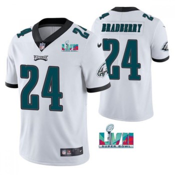 Men's Philadelphia Eagles #24 James Bradberry White Super Bowl LVII Vapor Untouchable Limited Stitched Jersey Men's Philadelphia Eagles #24 James Bradberry White Super Bowl LVII Vapor Untouchable Limited Stitched Jersey