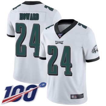 Men's Philadelphia Eagles #24 Jordan Howard White 2019 100th Season Vapor Untouchable Limited Stitched NFL Jersey Men's Philadelphia Eagles #24 Jordan Howard White 2019 100th Season Vapor Untouchable Limited Stitched NFL Jersey
