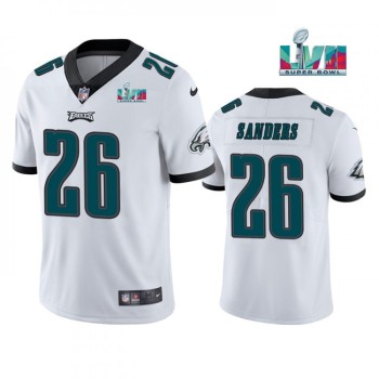 Men's Philadelphia Eagles #26 Miles Sanders White Super Bowl LVII Patch Vapor Untouchable Limited Stitched Jersey Men's Philadelphia Eagles #26 Miles Sanders White Super Bowl LVII Patch Vapor Untouchable Limited Stitched Jersey