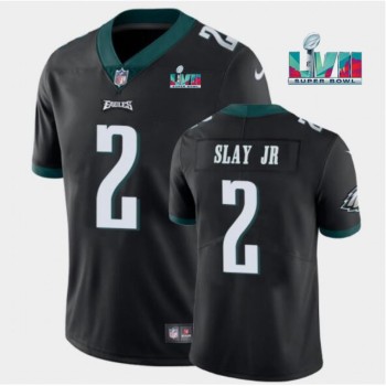 Men's Philadelphia Eagles #2 Darius Slay JR Black Super Bowl LVII Patch Vapor Untouchable Limited Stitched Jersey Men's Philadelphia Eagles #2 Darius Slay JR Black Super Bowl LVII Patch Vapor Untouchable Limited Stitched Jersey