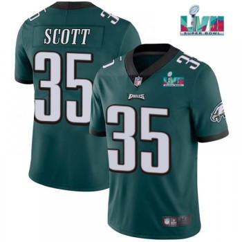 Men's Philadelphia Eagles #35 Boston Scott Green Super Bowl LVII Patch Vapor Untouchable Limited Stitched Jersey Men's Philadelphia Eagles #35 Boston Scott Green Super Bowl LVII Patch Vapor Untouchable Limited Stitched Jersey