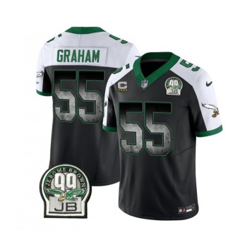 Men's Philadelphia Eagles #55 Brandon Graham Black/White 2023 F.U.S.E. With 4-star C Patch Throwback Vapor Untouchable Limited Stitched Football Jersey Men's Philadelphia Eagles #55 Brandon Graham Black/White 2023 F.U.S.E. With 4-star C Patch Throwback Vapor Untouchable Limited Stitched Football Jersey