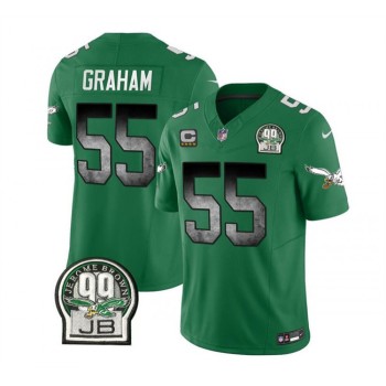 Men's Philadelphia Eagles #55 Brandon Graham Green 2023 F.U.S.E. With 4-star C Patch Throwback Vapor Untouchable Limited Stitched Football Jersey Men's Philadelphia Eagles #55 Brandon Graham Green 2023 F.U.S.E. With 4-star C Patch Throwback Vapor Untouchable Limited Stitched Football Jersey