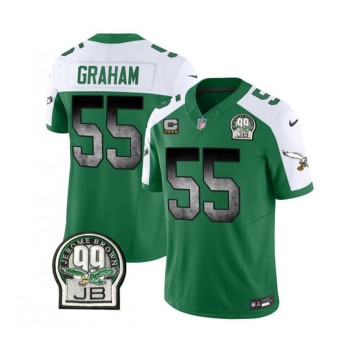 Men's Philadelphia Eagles #55 Brandon Graham Green/White 2023 F.U.S.E. With 4-star C Patch Throwback Vapor Untouchable Limited Stitched Football Jersey Men's Philadelphia Eagles #55 Brandon Graham Green/White 2023 F.U.S.E. With 4-star C Patch Throwback Vapor Untouchable Limited Stitched Football Jersey