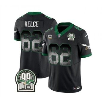Men's Philadelphia Eagles #62 Jason Kelce Black 2023 F.U.S.E. With 4-star C Patch Throwback Vapor Untouchable Limited Stitched Football Jersey Men's Philadelphia Eagles #62 Jason Kelce Black 2023 F.U.S.E. With 4-star C Patch Throwback Vapor Untouchable Limited Stitched Football Jersey