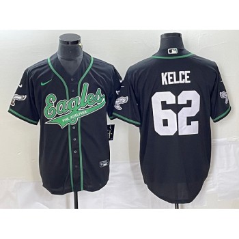 Men's Philadelphia Eagles #62 Jason Kelce Black Cool Base Stitched Baseball Jersey Men's Philadelphia Eagles #62 Jason Kelce Black Cool Base Stitched Baseball Jersey