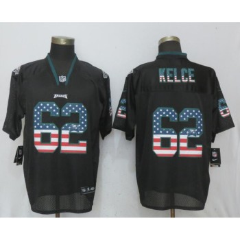 Men's Philadelphia Eagles #62 Jason Kelce Black USA Flag Elite Stitched NFL Jersey Men's Philadelphia Eagles #62 Jason Kelce Black USA Flag Elite Stitched NFL Jersey