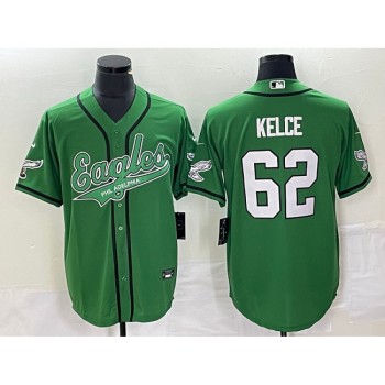 Men's Philadelphia Eagles #62 Jason Kelce Green Cool Base Stitched Baseball Jersey Men's Philadelphia Eagles #62 Jason Kelce Green Cool Base Stitched Baseball Jersey