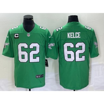 Men's Philadelphia Eagles #62 Jason Kelce Green Vapor Limited With 3-star C Patch Stitched Football Jersey Men's Philadelphia Eagles #62 Jason Kelce Green Vapor Limited With 3-star C Patch Stitched Football Jersey