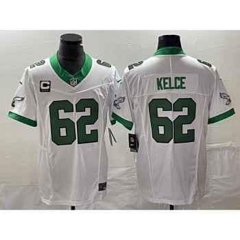 Men's Philadelphia Eagles #62 Jason Kelce White 2023 F.U.S.E. With 4-star C Patch Vapor Untouchable Stitched Football Jersey Men's Philadelphia Eagles #62 Jason Kelce White 2023 F.U.S.E. With 4-star C Patch Vapor Untouchable Stitched Football Jersey