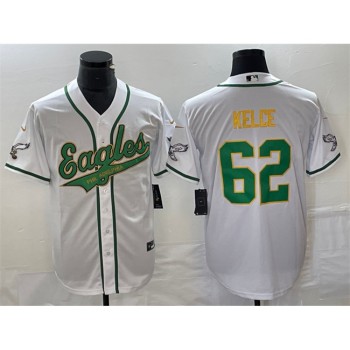Men's Philadelphia Eagles #62 Jason Kelce White Gold Cool Base Stitched Baseball Jersey Men's Philadelphia Eagles #62 Jason Kelce White Gold Cool Base Stitched Baseball Jersey