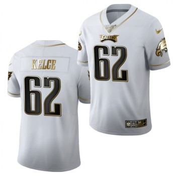 Men's Philadelphia Eagles #62 Jason Kelce White Golden 100th Season Limited Stitched Jersey Men's Philadelphia Eagles #62 Jason Kelce White Golden 100th Season Limited Stitched Jersey