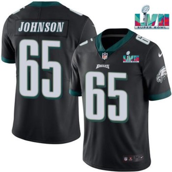 Men's Philadelphia Eagles #65 Lane Johnson Black Super Bowl LVII Patch Vapor Untouchable Limited Stitched Jersey Men's Philadelphia Eagles #65 Lane Johnson Black Super Bowl LVII Patch Vapor Untouchable Limited Stitched Jersey