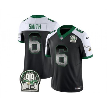 Men's Philadelphia Eagles #6 DeVonta Smith Black/White 2023 F.U.S.E. Throwback Vapor Untouchable Limited Stitched Football Jersey Men's Philadelphia Eagles #6 DeVonta Smith Black/White 2023 F.U.S.E. Throwback Vapor Untouchable Limited Stitched Football Jersey