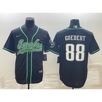 Men's Philadelphia Eagles #88 Dallas Goedert Black With Patch Cool Base Stitched Baseball Jersey Men's Philadelphia Eagles #88 Dallas Goedert Black With Patch Cool Base Stitched Baseball Jersey