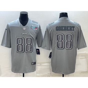 Men's Philadelphia Eagles #88 Dallas Goedert Gray Super Bowl LVII Patch Atmosphere Fashion Stitched Jersey Men's Philadelphia Eagles #88 Dallas Goedert Gray Super Bowl LVII Patch Atmosphere Fashion Stitched Jersey