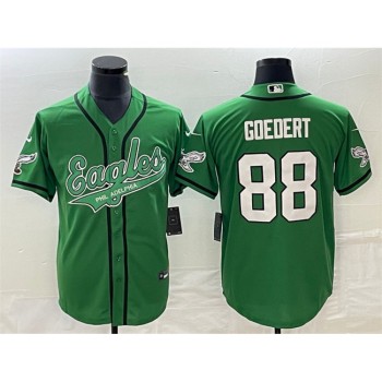 Men's Philadelphia Eagles #88 Dallas Goedert Green Cool Base Stitched Baseball Jersey Men's Philadelphia Eagles #88 Dallas Goedert Green Cool Base Stitched Baseball Jersey