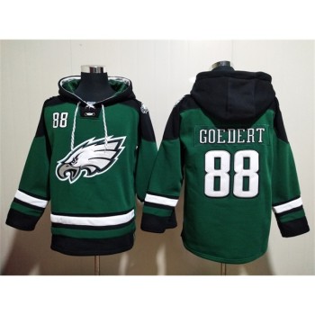 Men's Philadelphia Eagles #88 Dallas Goedert Green Lace-Up Pullover Hoodie Men's Philadelphia Eagles #88 Dallas Goedert Green Lace-Up Pullover Hoodie