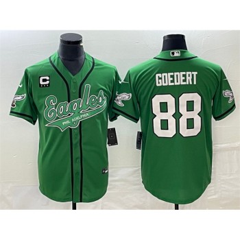 Men's Philadelphia Eagles #88 Dallas Goedert Green With 3-star C Patch Cool Base Stitched Baseball Jersey Men's Philadelphia Eagles #88 Dallas Goedert Green With 3-star C Patch Cool Base Stitched Baseball Jersey