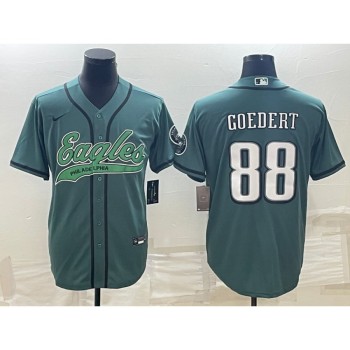 Men's Philadelphia Eagles #88 Dallas Goedert Green With Patch Cool Base Stitched Baseball Jersey Men's Philadelphia Eagles #88 Dallas Goedert Green With Patch Cool Base Stitched Baseball Jersey