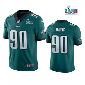 Men's Philadelphia Eagles #90 Jordan Davis Green Super Bowl LVII Patch Vapor Untouchable Limited Stitched Jersey Men's Philadelphia Eagles #90 Jordan Davis Green Super Bowl LVII Patch Vapor Untouchable Limited Stitched Jersey