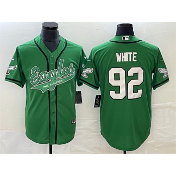 Men's Philadelphia Eagles #92 Reggie White Green Cool Base Stitched Baseball Jersey Men's Philadelphia Eagles #92 Reggie White Green Cool Base Stitched Baseball Jersey