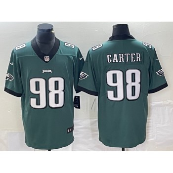 Men's Philadelphia Eagles #98 Jalen Carter Green Vapor Limited Stitched Football Jersey Men's Philadelphia Eagles #98 Jalen Carter Green Vapor Limited Stitched Football Jersey