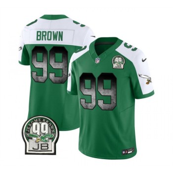 Men's Philadelphia Eagles #99 Jerome Brown Green/White 2023 F.U.S.E. Throwback Vapor Untouchable Limited Stitched Football Jersey Men's Philadelphia Eagles #99 Jerome Brown Green/White 2023 F.U.S.E. Throwback Vapor Untouchable Limited Stitched Football Jersey