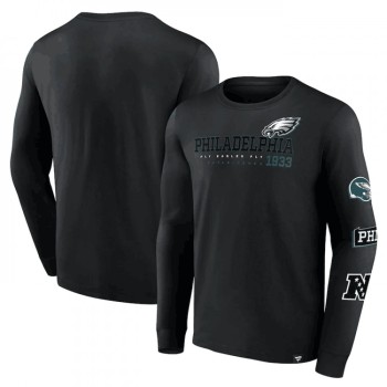 Men's Philadelphia Eagles Black High Whip Pitcher Long Sleeve T-Shirt Men's Philadelphia Eagles Black High Whip Pitcher Long Sleeve T-Shirt