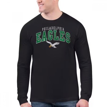 Men's Philadelphia Eagles Black Long Sleeve Sleeve T-Shirt Men's Philadelphia Eagles Black Long Sleeve Sleeve T-Shirt