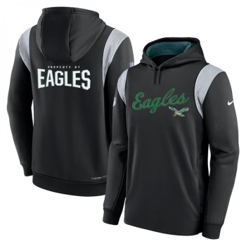 Men's Philadelphia Eagles Black With Logo In Back Sideline Pullover Hoodie Men's Philadelphia Eagles Black With Logo In Back Sideline Pullover Hoodie