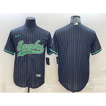 Men's Philadelphia Eagles Blank Black With Patch Cool Base Stitched Baseball Jersey Men's Philadelphia Eagles Blank Black With Patch Cool Base Stitched Baseball Jersey