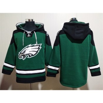 Men's Philadelphia Eagles Blank Green Lace-Up Pullover Hoodie Men's Philadelphia Eagles Blank Green Lace-Up Pullover Hoodie